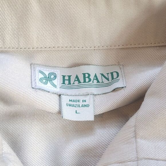 Vintage Haband Men's Size Large Solid Cream Full Zip Jacket with Pockets - Picture 7 of 16